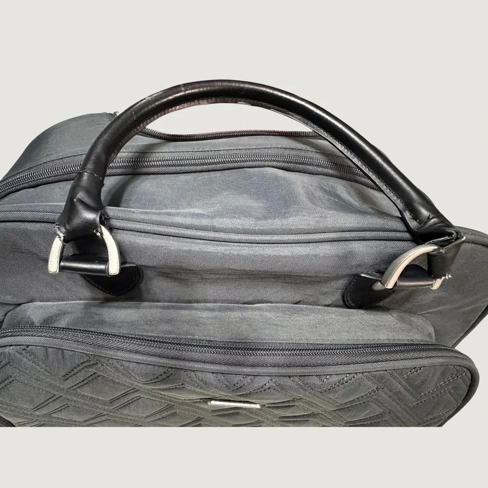 Baggallini Rolling Laptop Briefcase Charcoal Grey Quilted Nylon Travel Bag Pink